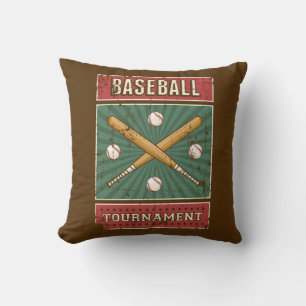 Coussin Retro Vintage Classique Brown Baseball chauves Thr