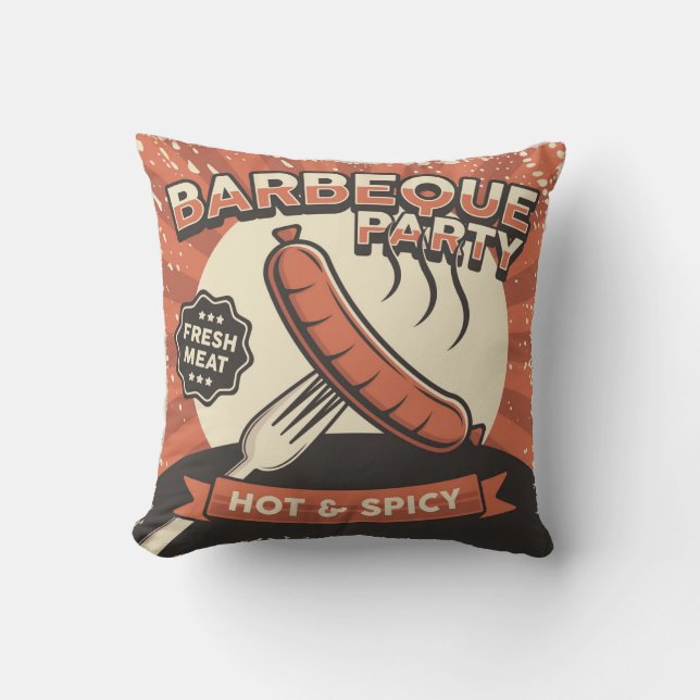 Coussin Retro Vintage classique Grunge Barbeque party (Recto)