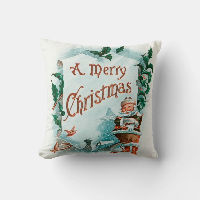 Coussin Retro Vintage Noël Cool Père Noël Salutation (Recto)