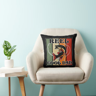Coussin Retro Vintage Pêche Reel Cool Papa Pêcheur Amant