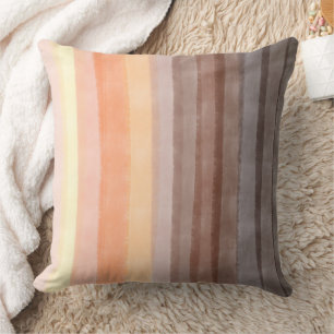 Coussin Rétro vintage rayures années 70 orange marron aqua
