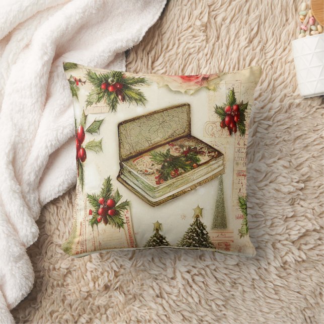 Coussin Retro Vintage Red Green Holiday Noël (Couverture)
