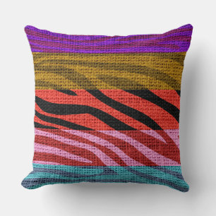 Coussin Retro Zebra Skin Imprimer Motif Burlap Rustique #1