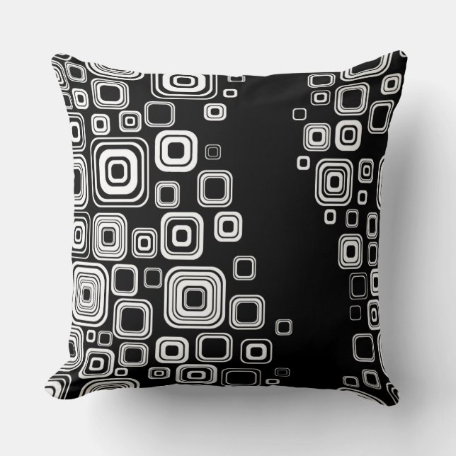 Coussin Rétros carrés noirs et blancs (Recto)