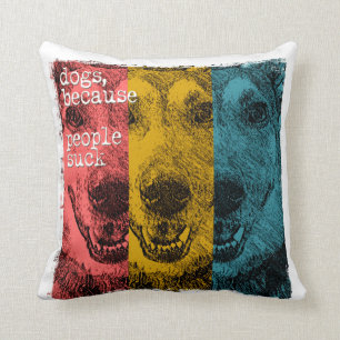 Coussin Rétros chiens, parce que les gens sucent