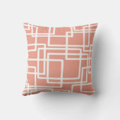 Coussin Rétros rectangles blancs modernes sur le corail (Verso)