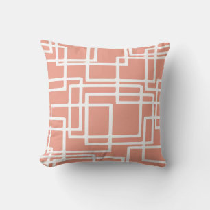 Coussin Rétros rectangles blancs modernes sur le corail