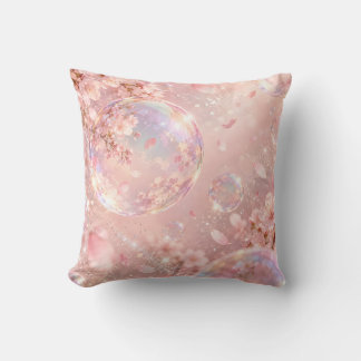 Coussin Rêve de bulle iridescente Sakura rose