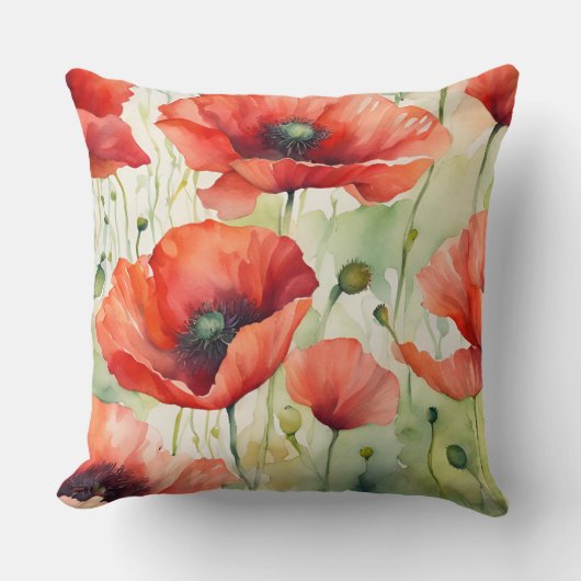 Coussin Rêve de fleurs - Motif de pavot (Recto)