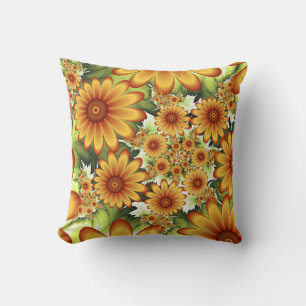 Coussin Rêve floral, Fleurs Abstraites modernes Art fracta