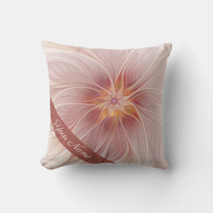 Coussin Rêve floral rose doux Abstrait Nom Fleur moderne
