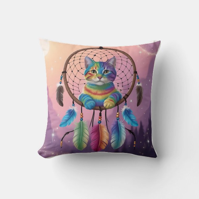 Coussin Rêve mystique Rainbow Tabby (Recto)