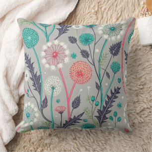 Coussin Rêve turquoise & Crimson Dandelion - Stylisé Flora