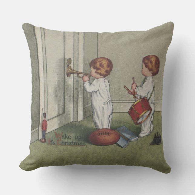 Coussin Réveillez-vous son joli enfant de Noël (Recto)