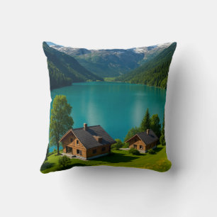 Coussin "Rêver dans les Alpes : Lac Turquoise"