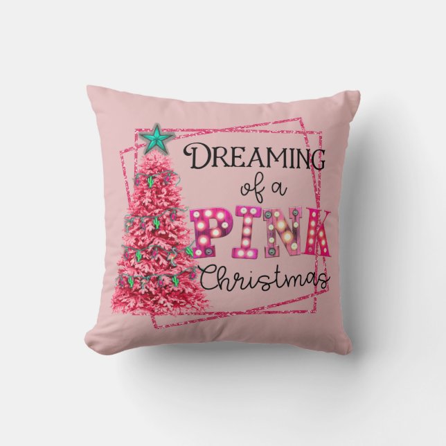 Coussin Rêver D'Une Lumière De Marque De Noël Rose (Recto)