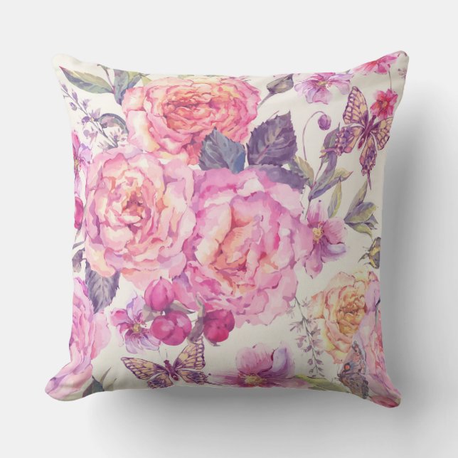Coussin réversible à papillon floral (Recto)