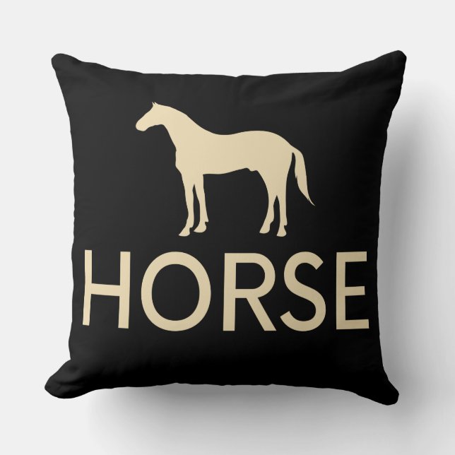 Coussin Reversible Black Horse Equestrian (Recto)