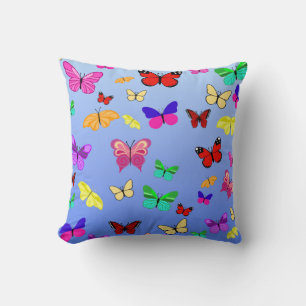 Coussin Réversible bleu de papillons