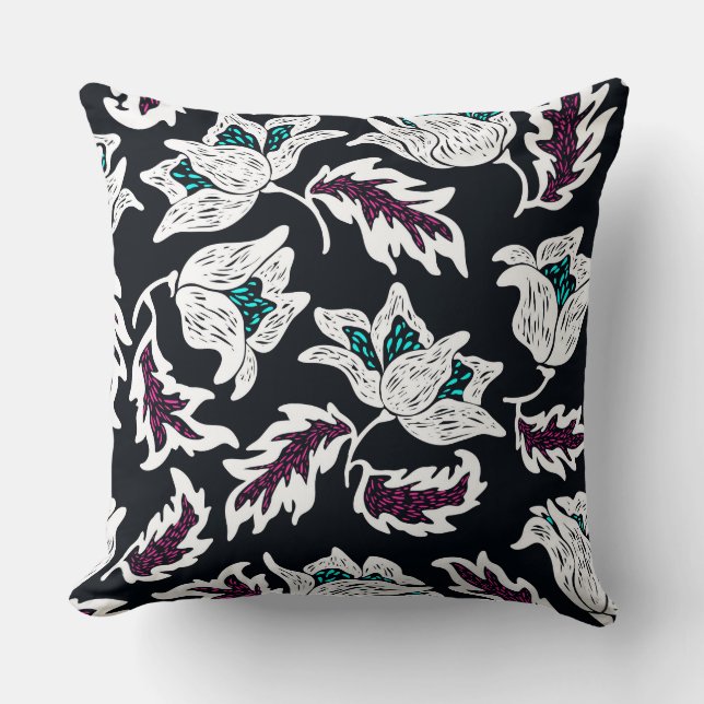 Coussin réversible de la flore noire (Recto)