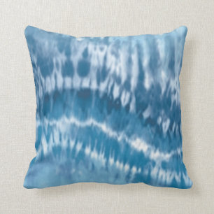 Coussin réversible de la teinture à carreaux bleu