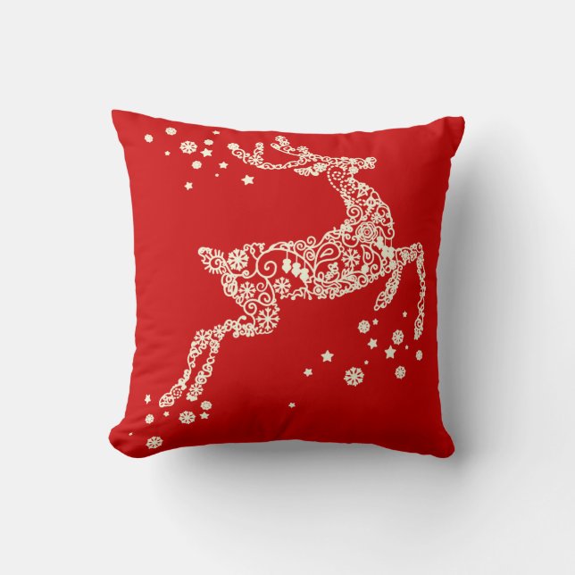 Coussin réversible de Noël de renne de flocon de (Recto)