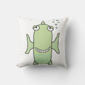 Coussin réversible de poissons heureux verts et (Recto)