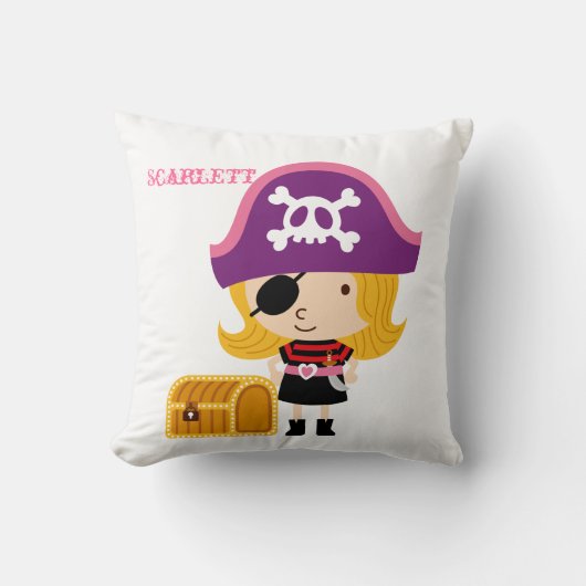 Coussin Réversible d'oreiller de pirate de fille d'ARG (Recto)