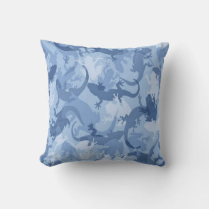 Coussin réversible du camouflage de reptile bleu