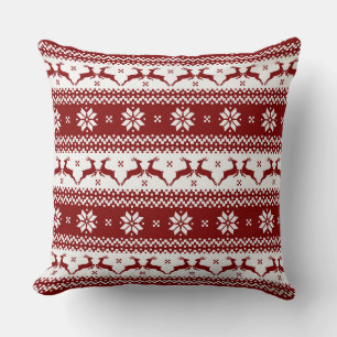 Coussin réversible du flocon de neige Red Reindeer