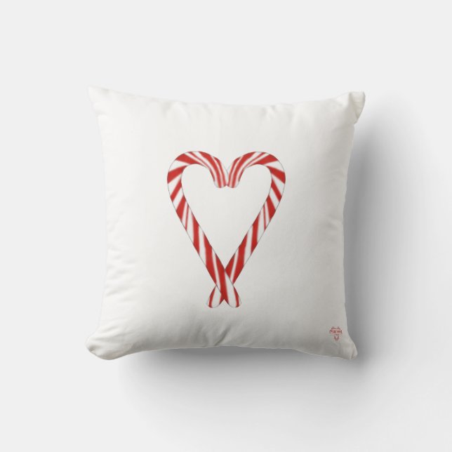 Coussin réversible en forme de cœur et de canne de (Recto)