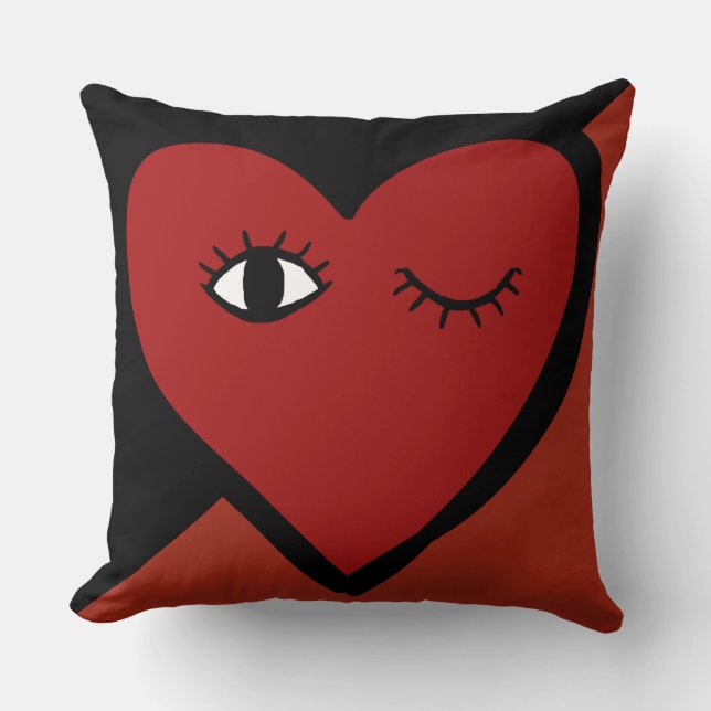 Coussin Reversible mignon rouge amour visage coeur lancer  (Recto)