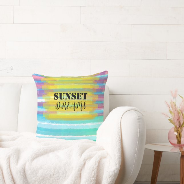 Coussin Rêves de coucher de soleil rayures d'aquarelle tur (Canapé)