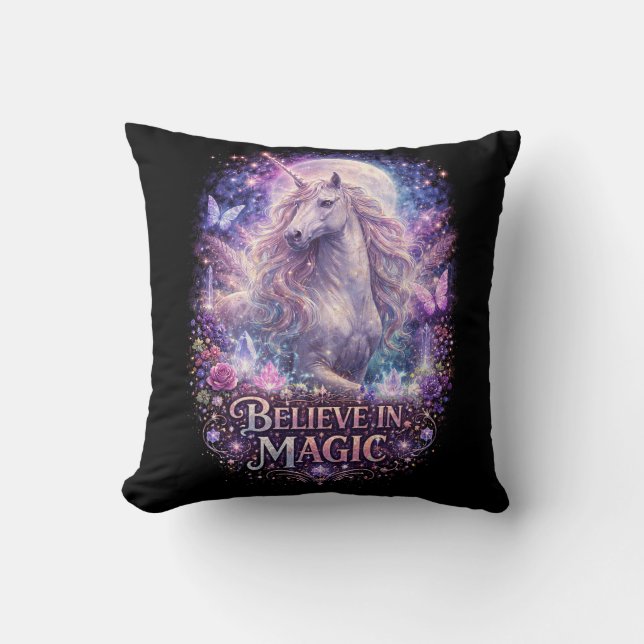 Coussin Rêves de licorne au clair de lune (Recto)