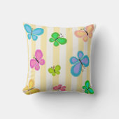 Coussin Rêves de papillon jaune et blanc rayé (Recto)