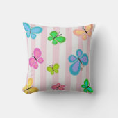 Coussin Rêves de papillon rayure rose (Recto)