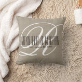 Coussin Revêtement de lin antique avec monogramme blanc (Couverture)