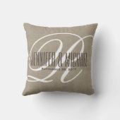 Coussin Revêtement de lin antique avec monogramme blanc (Verso)