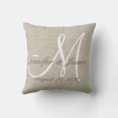Coussin Revêtement de lin rustique avec Mariage de monogra (Verso)