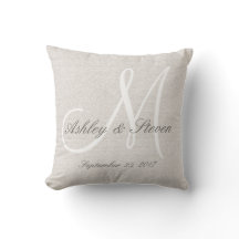 Revêtement de lin rustique avec Monogramme blanc