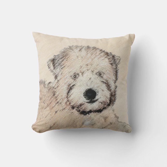 Coussin Revêtu doux Roue Peinture Terrier Art original (Recto)