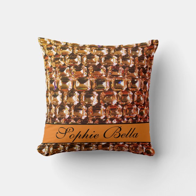 Coussin Rhinestone jaune, diamants jaunes, pierres précieu (Recto)