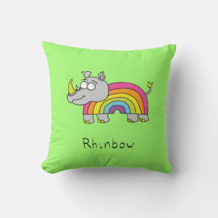Coussin Rhino Rainbow Funny Cute Kids Rhinoceros