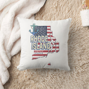 Coussin Rhode Island États-Unis Retro State Map Vintage