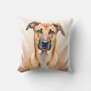 Coussin Rhodesian Ridgeback Aquarelle Ligne de Crête Art