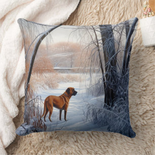 Coussin Rhodesian Ridgeback Laisser Neige Noël