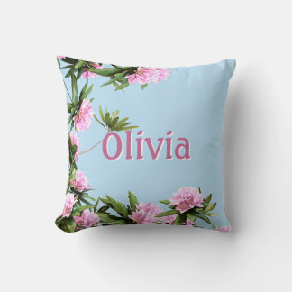 Coussin Rhododendron Rose Personnalisé Nom Floral