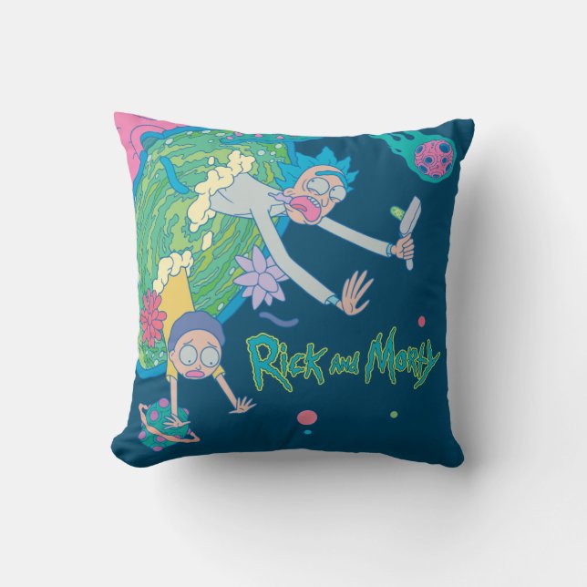 Coussin RICK ET MORTY™ | Décrochage du portail infecté (Recto)