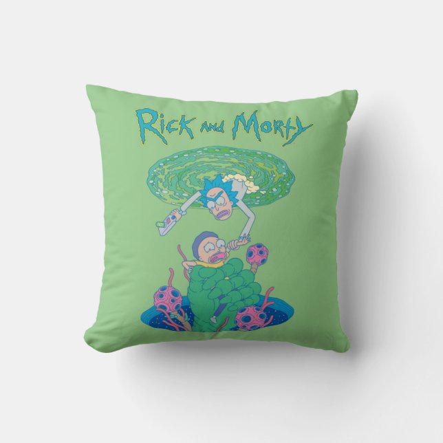 Coussin RICK ET MORTY™ | Secourt du portail (Recto)