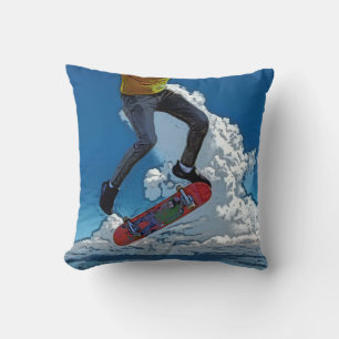 Coussin Riding the Wind - Poster de skateboarder Fleece Bl